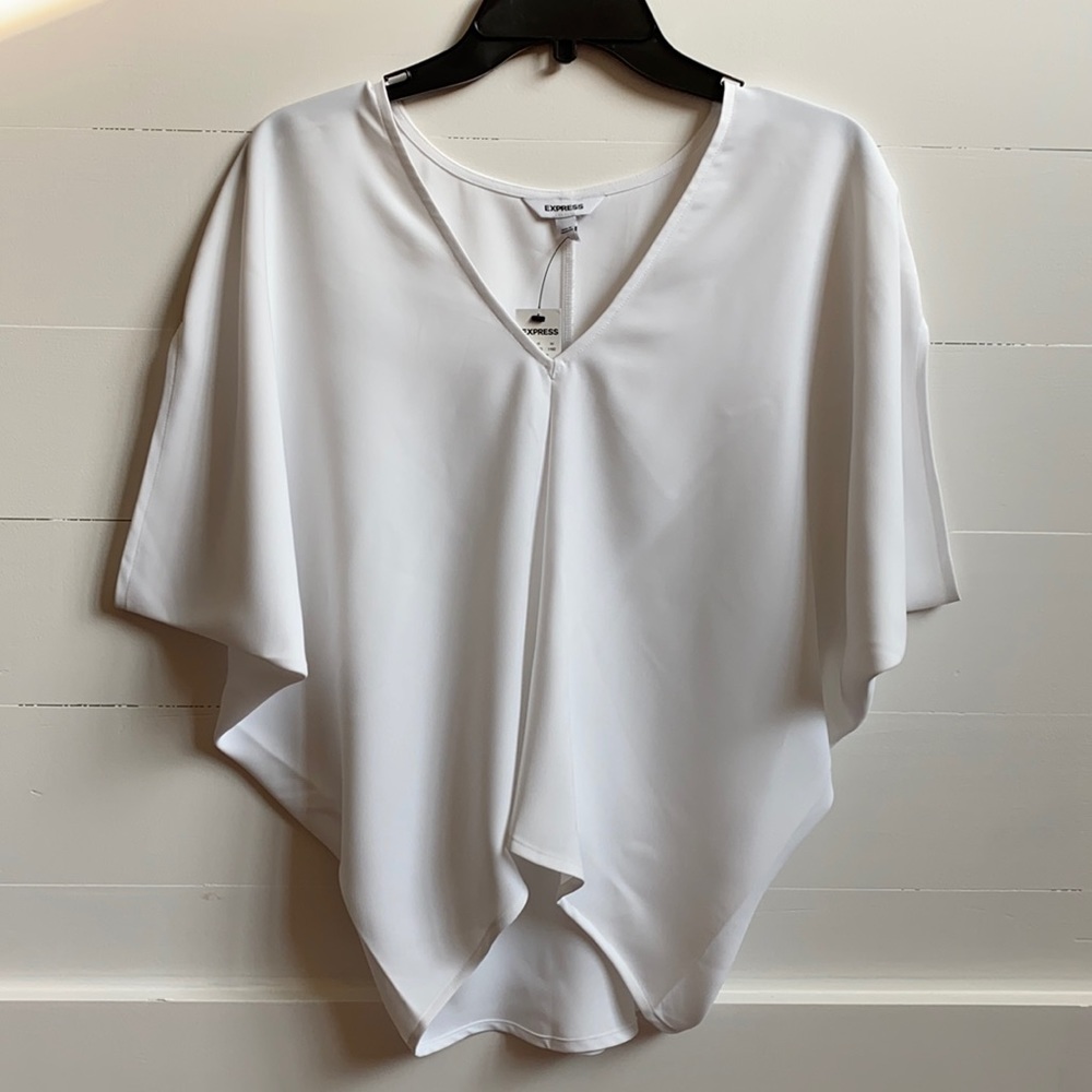 Express Sz S White V Neck Dolman Top. NWT